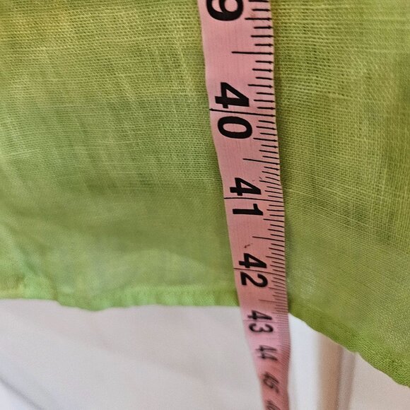 120% Lino Shirt Dress Lime Green Midi Linen Size XL or Italy 48 Belted Boho - Picture 15 of 15